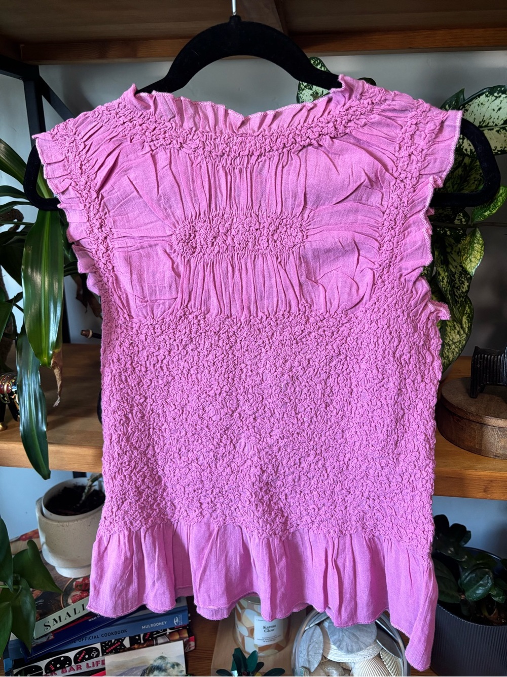 By Anthropologie Pink Textured Smocked Tank NWT | XS - Picture 5 of 6